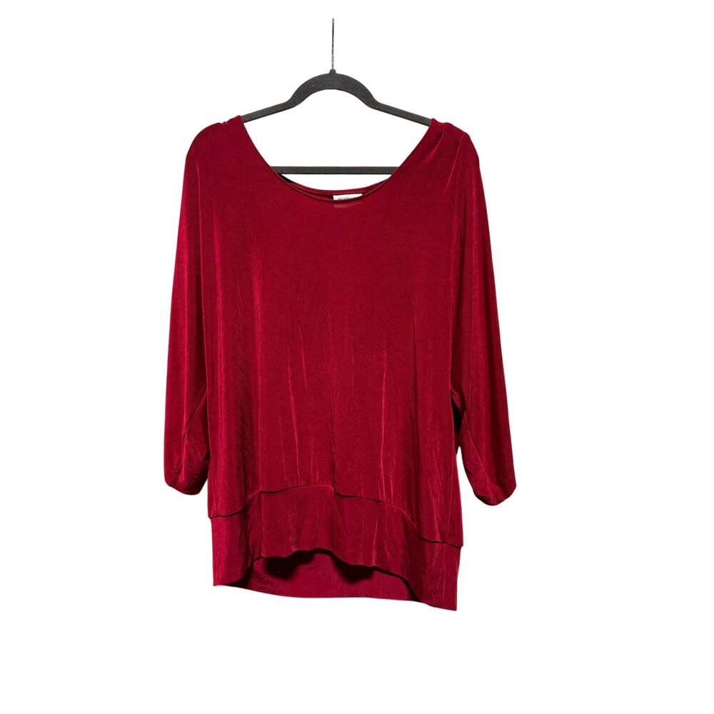 Chicos Travelers Top Womens 3 Red Long Sleeve Wrinkle Free